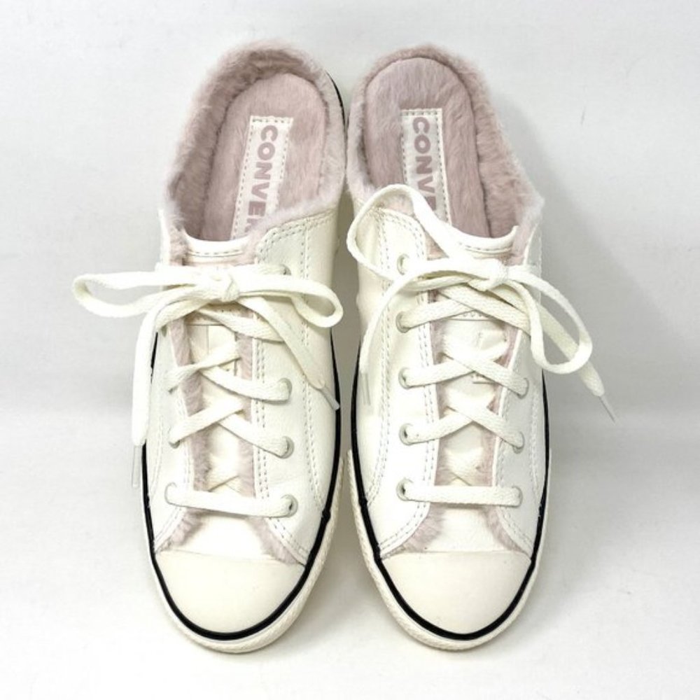 💖MEGA SALE💖Converse Womens  569547C CTAS DAINTY Mule Slip Egret Faux  Fur Sand - Picture 9 of 10